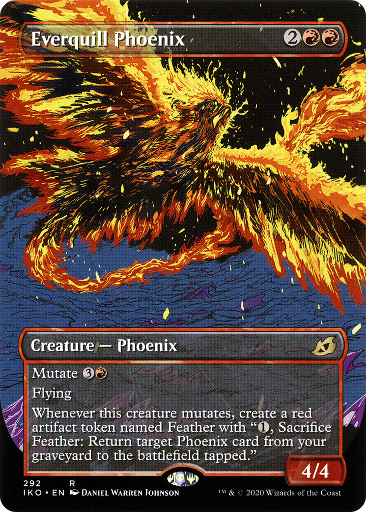 Everquill Phoenix (IKO-292) [Ikoria: Lair of Behemoths]: (Showcase) (Borderless) Foil