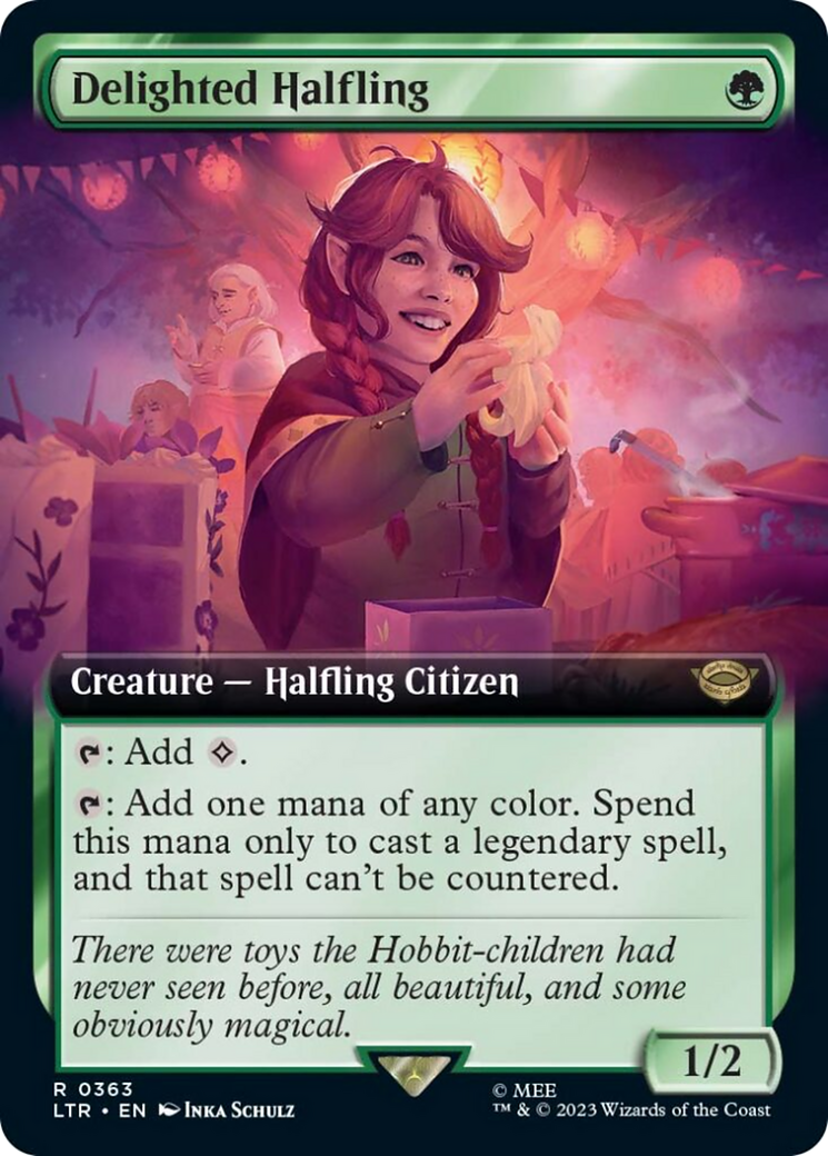 Delighted Halfling (LTR-363) [The Lord of the Rings: Tales of Middle-earth]: (Extended Art) Foil