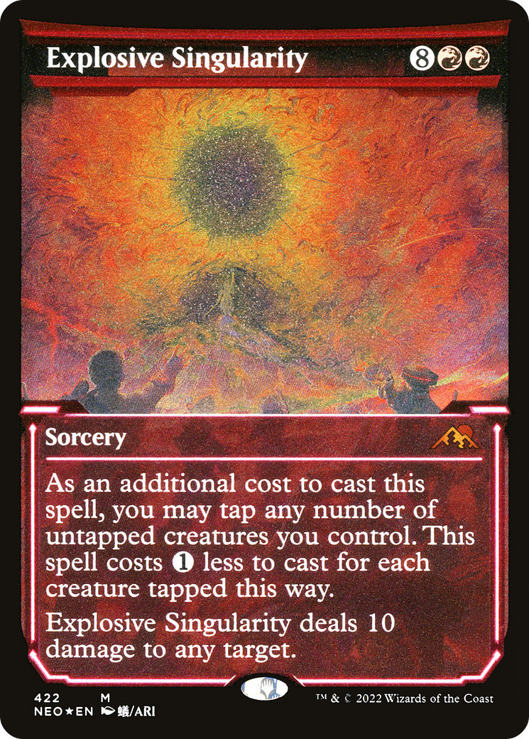 Explosive Singularity (NEO-422) [Kamigawa: Neon Dynasty]: (Showcase) Etched Foil