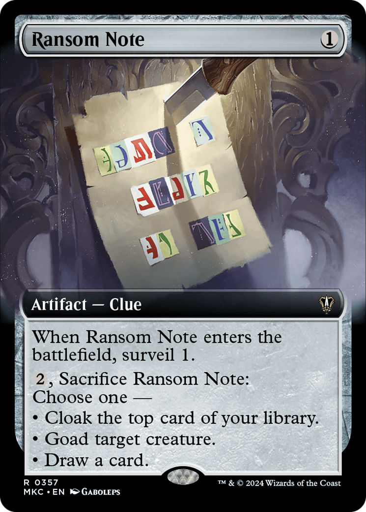 Ransom Note (MKC-357) [Murders at Karlov Manor Commander]: (Extended Art)