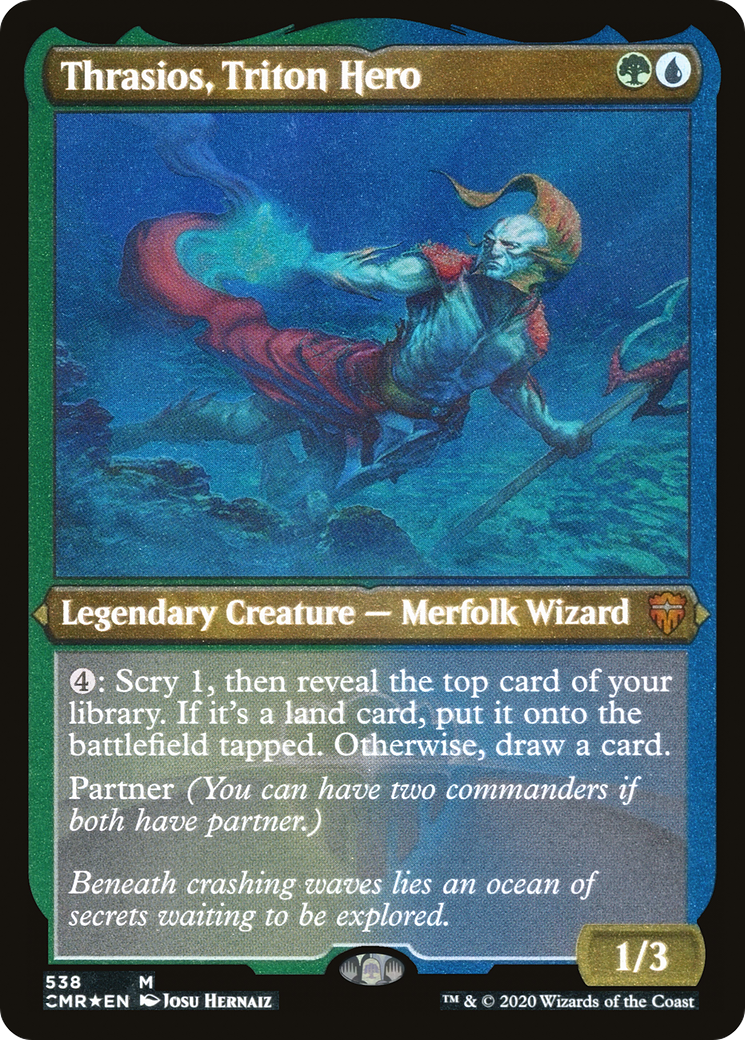 Thrasios, Triton Hero (Foil Etched) (CMR-538) [Commander Legends] Etched Foil