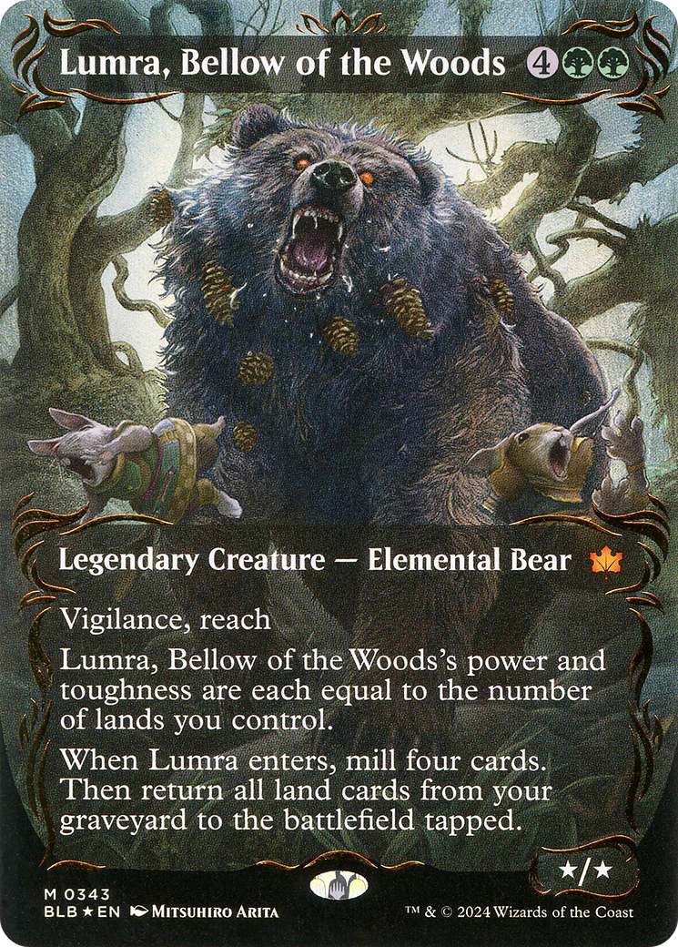 Lumra, Bellow of the Woods (BLB-343) [Bloomburrow]: (Showcase) (Borderless) Foil