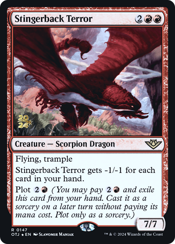 Stingerback Terror (PRE-147S) [Outlaws of Thunder Junction Promos] Foil