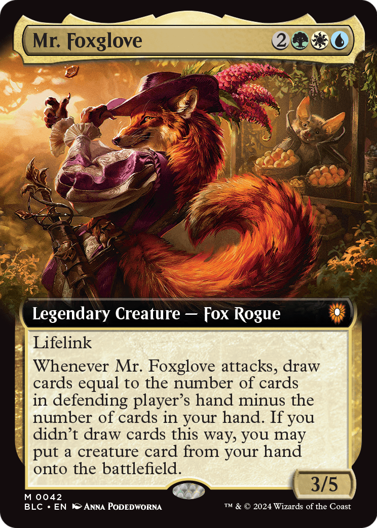 Mr. Foxglove (Extended Art) (BLC-042) [Bloomburrow Commander]