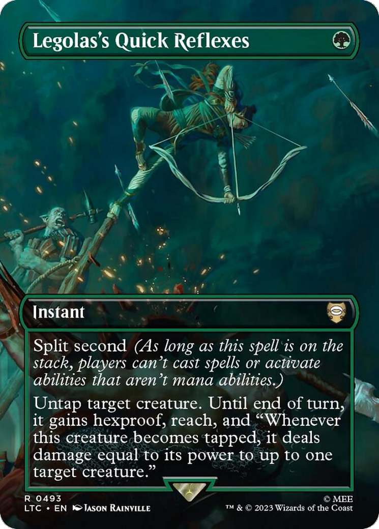Legolas's Quick Reflexes (Borderless) (LTC-493) [Tales of Middle-earth Commander] (Borderless) Foil