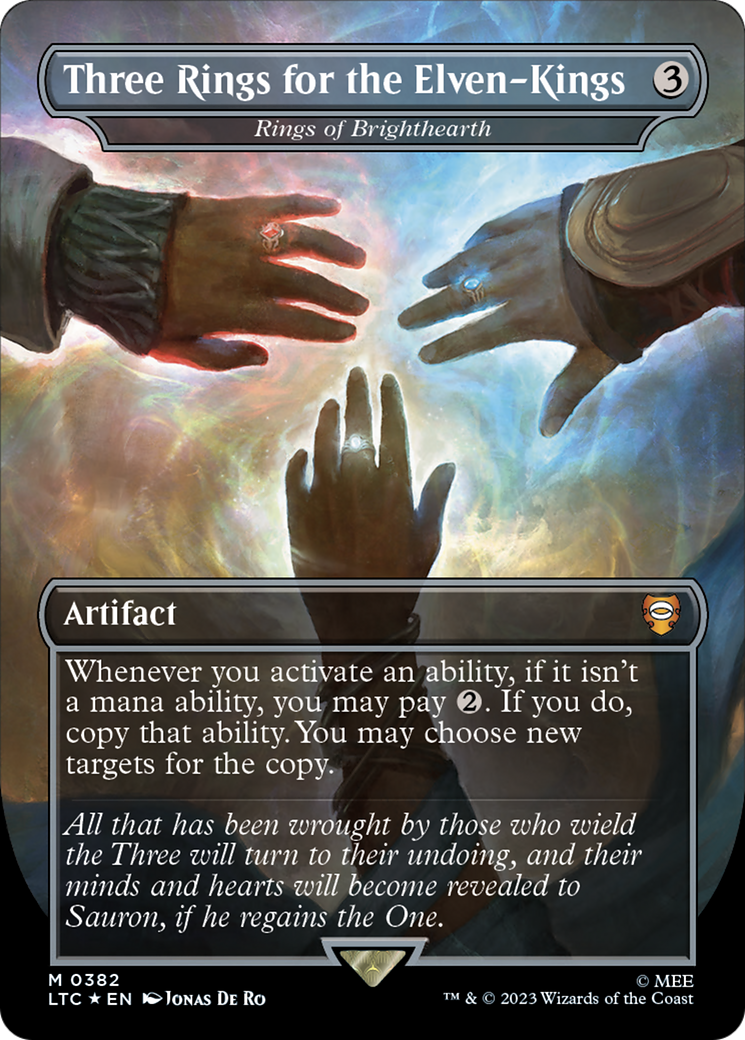 Three Rings for the Elven-Kings - Rings of Brighthearth (Surge Foil) (LTC-382) [Tales of Middle-earth Commander] / Three Rings for the Elven-Kings (Borderless) Foil