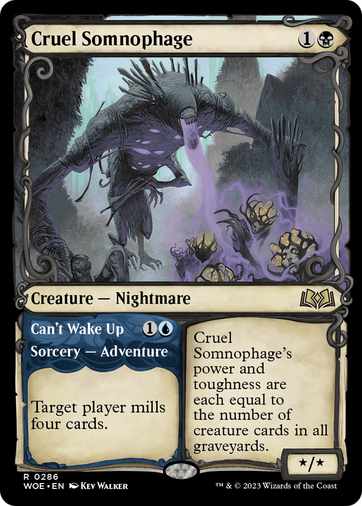 Cruel Somnophage // Can't Wake Up (WOE-286) [Wilds of Eldraine]: (Showcase) Foil