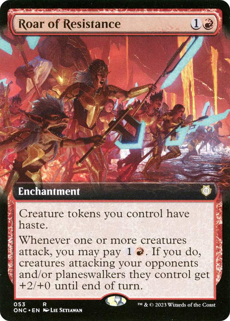 Roar of Resistance (ONC-053) [Phyrexia: All Will Be One Commander]: (Extended Art)