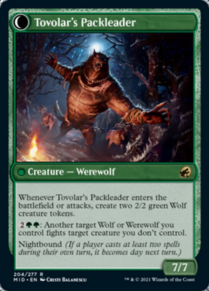 Tovolar's Huntmaster // Tovolar's Packleader (MID-204) [Innistrad: Midnight Hunt]: (Double Faced Transform) Foil