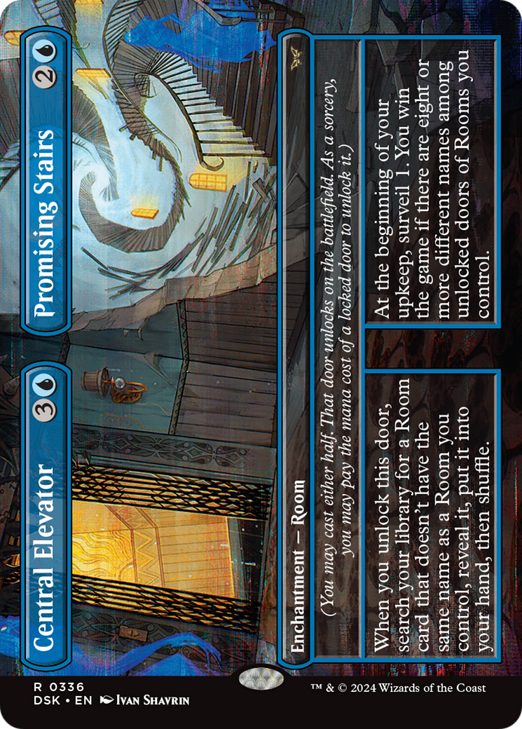 Central Elevator // Promising Stairs (DSK-336) [Duskmourn: House of Horror] (Borderless) Foil