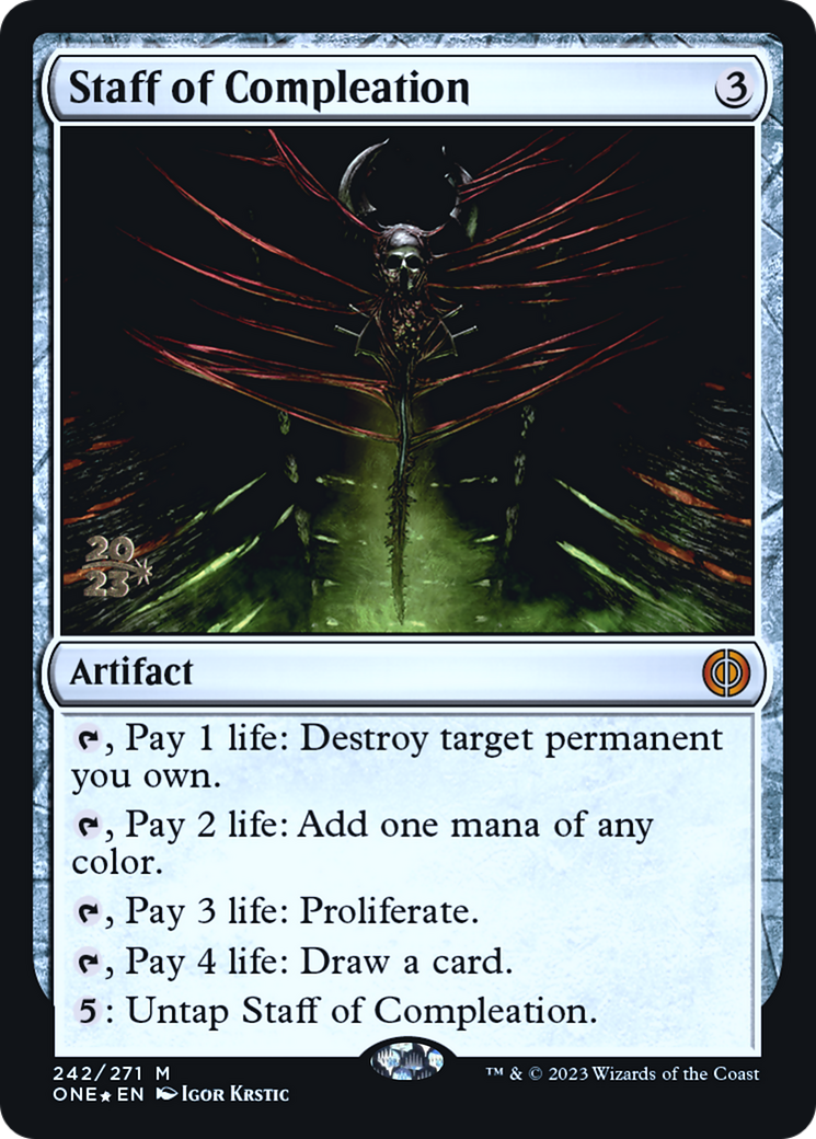 Staff of Compleation (PRE-242S) [Phyrexia: All Will Be One Promos] Foil
