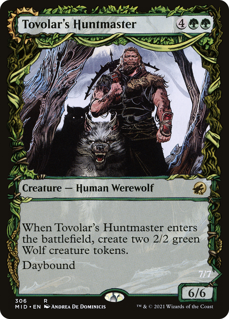 Tovolar's Huntmaster // Tovolar's Packleader (MID-306) [Innistrad: Midnight Hunt]: (Showcase, Double Faced Transform) Foil