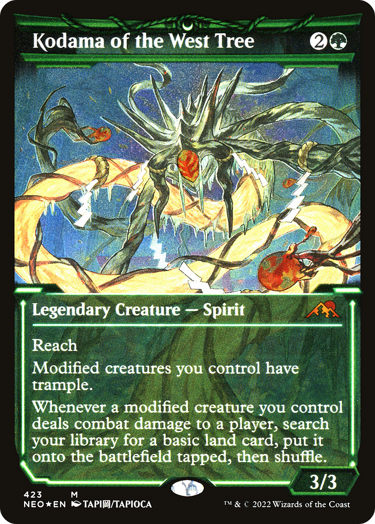 Kodama of the West Tree (NEO-423) [Kamigawa: Neon Dynasty]: (Showcase) Etched Foil