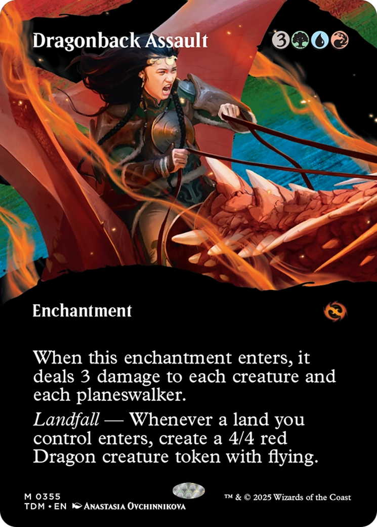 Dragonback Assault (TDM-355) [Tarkir: Dragonstorm]: (Showcase, enchantment) (Borderless)