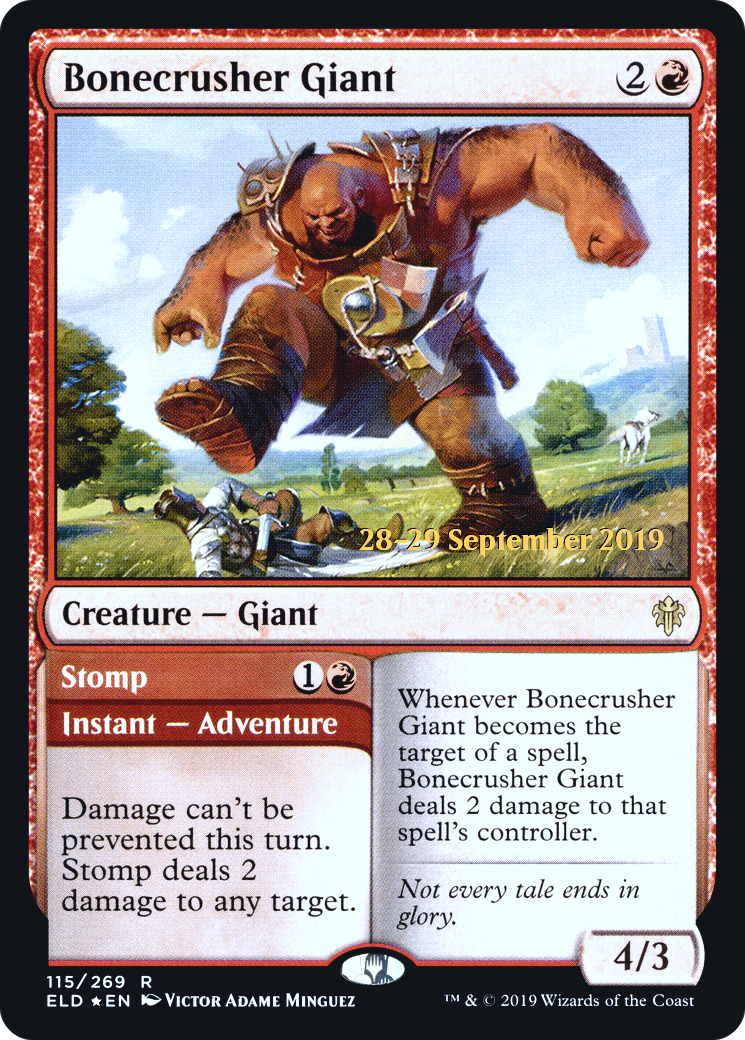 Bonecrusher Giant // Stomp (PRE-115S) [Throne of Eldraine Promos] Foil