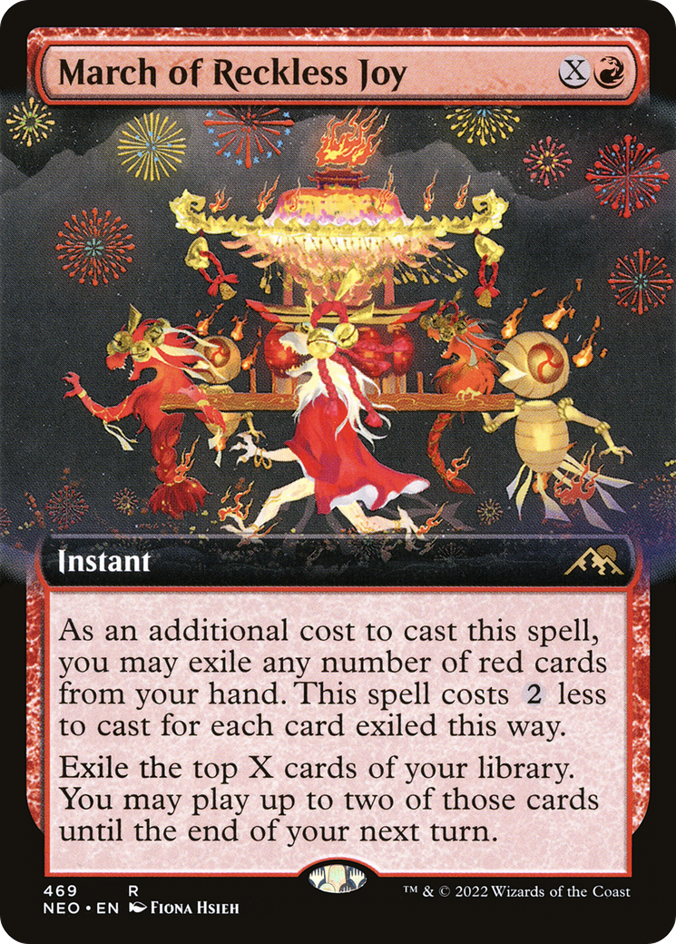 March of Reckless Joy (NEO-469) [Kamigawa: Neon Dynasty]: (Extended Art) Foil