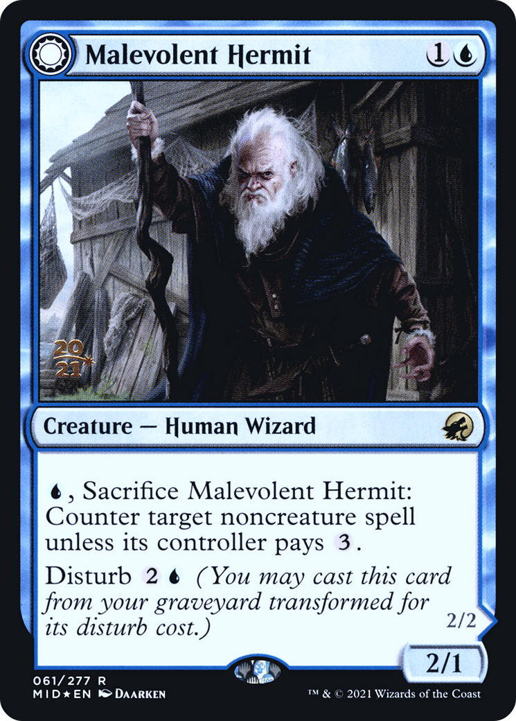Malevolent Hermit (PRE-61S) [Innistrad: Midnight Hunt Promos] Foil