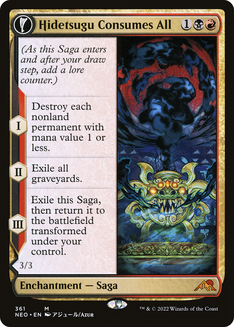 Hidetsugu Consumes All // Vessel of the All-Consuming (NEO-361) [Kamigawa: Neon Dynasty]: (Showcase, fandfc) Foil