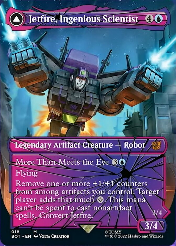 Jetfire, Ingenious Scientist // Jetfire, Air Guardian (BOT-018) [Transformers]: (convertdfc, shatteredglass) (Borderless) Foil