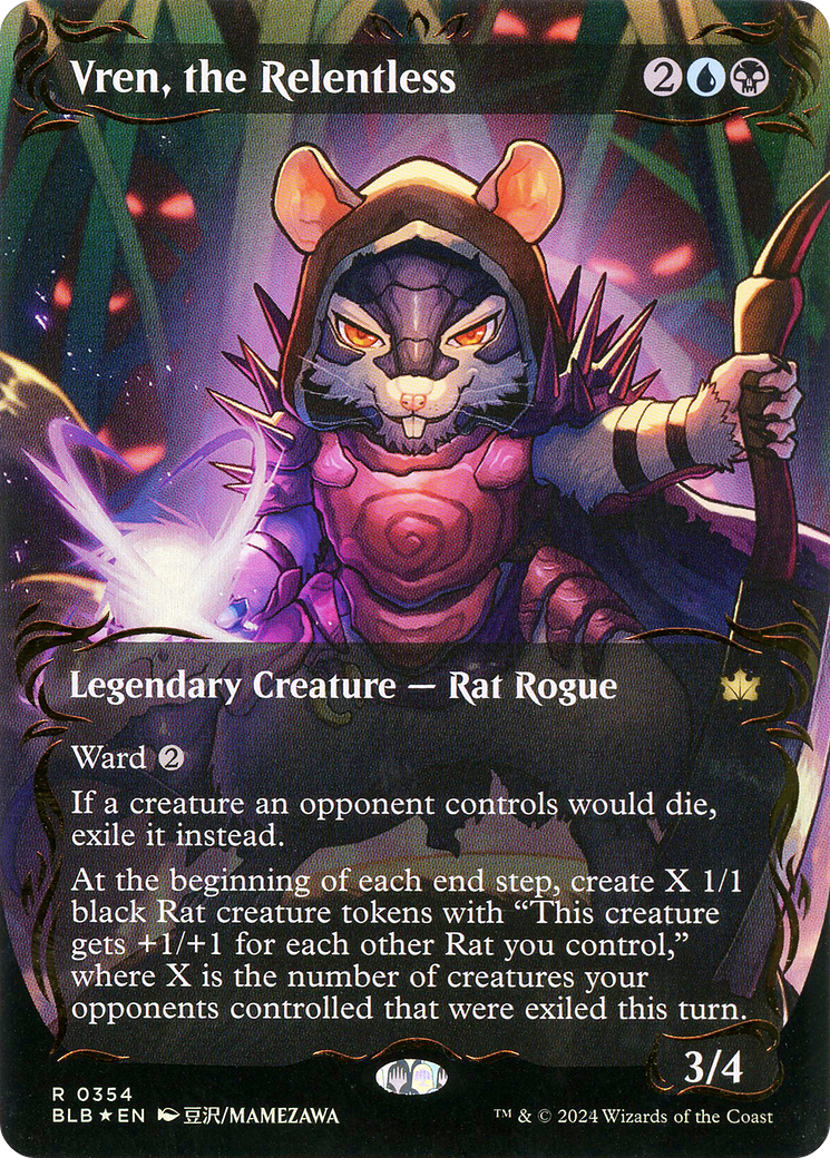 Vren, the Relentless (BLB-354) [Bloomburrow]: (Showcase) (Borderless) Foil