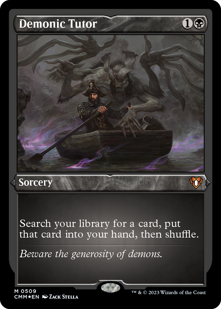 Demonic Tutor (CMM-509) [Commander Masters] Etched Foil