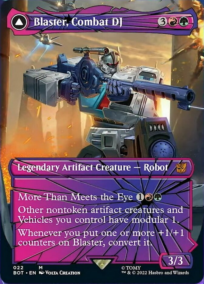 Blaster, Combat DJ // Blaster, Morale Booster (BOT-022) [Transformers]: (convertdfc, shatteredglass) (Borderless)