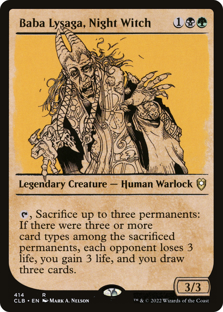 Baba Lysaga, Night Witch (CLB-414) [Commander Legends: Battle for Baldur's Gate]: (Showcase) Foil