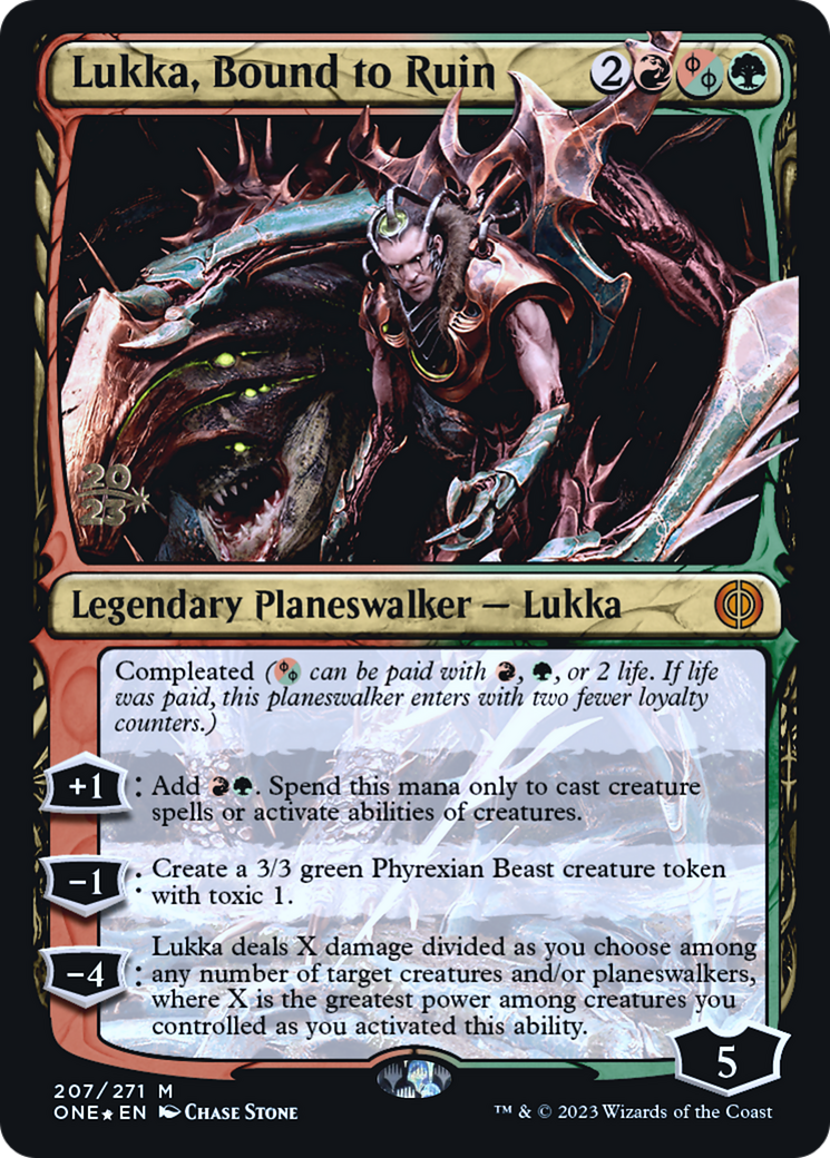 Lukka, Bound to Ruin (PRE-207S) [Phyrexia: All Will Be One Promos] Foil