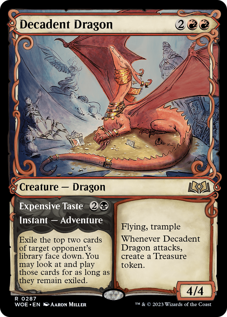 Decadent Dragon // Expensive Taste (WOE-287) [Wilds of Eldraine]: (Showcase)