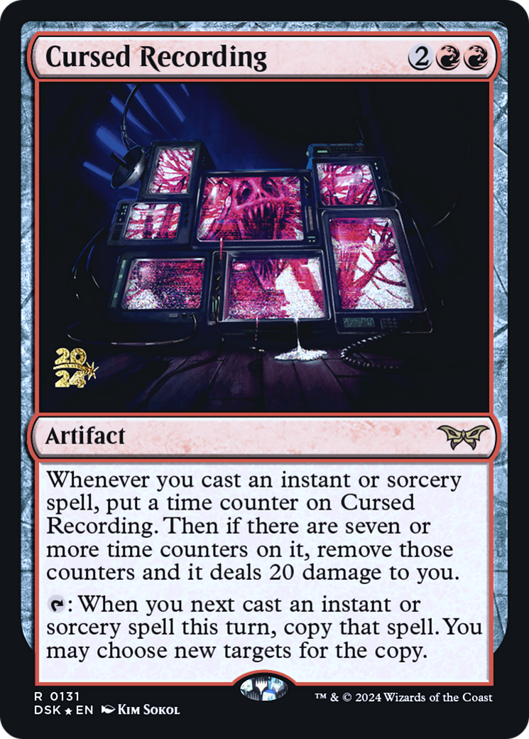 Cursed Recording (PRE-131S) [Duskmourn: House of Horror Promos] Foil
