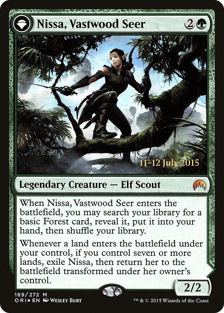 Nissa, Vastwood Seer // Nissa, Sage Animist (PRE-189S) [Magic Origins Promos]: (originpwdfc) Foil