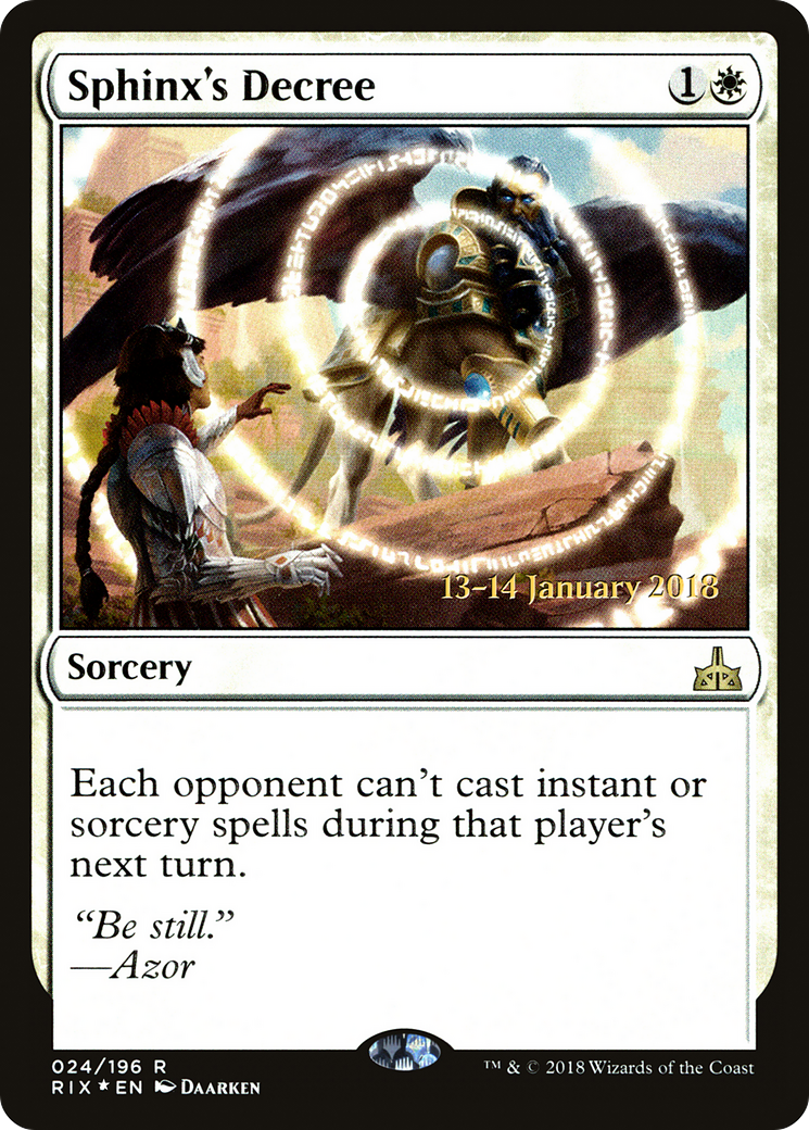 Sphinx's Decree (PRE-24S) [Rivals of Ixalan Promos] Foil