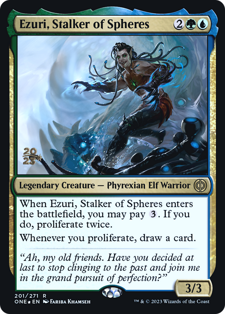 Ezuri, Stalker of Spheres (PRE-201S) [Phyrexia: All Will Be One Promos] Foil