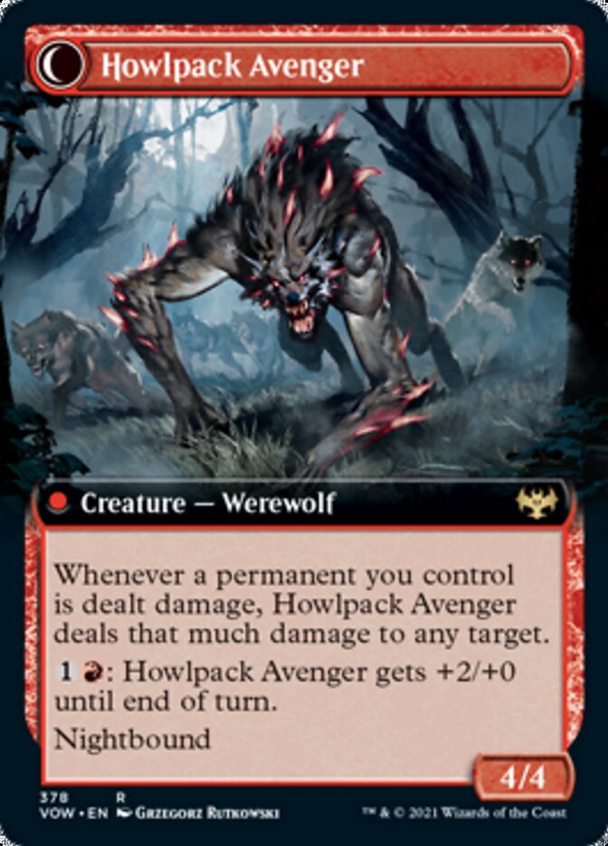 Ill-Tempered Loner // Howlpack Avenger (VOW-378) [Innistrad: Crimson Vow]: (Extended Art, Double Faced Transform) Foil