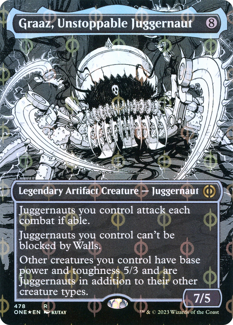 Graaz, Unstoppable Juggernaut (ONE-478) [Phyrexia: All Will Be One]: (Showcase) (Borderless) Foil