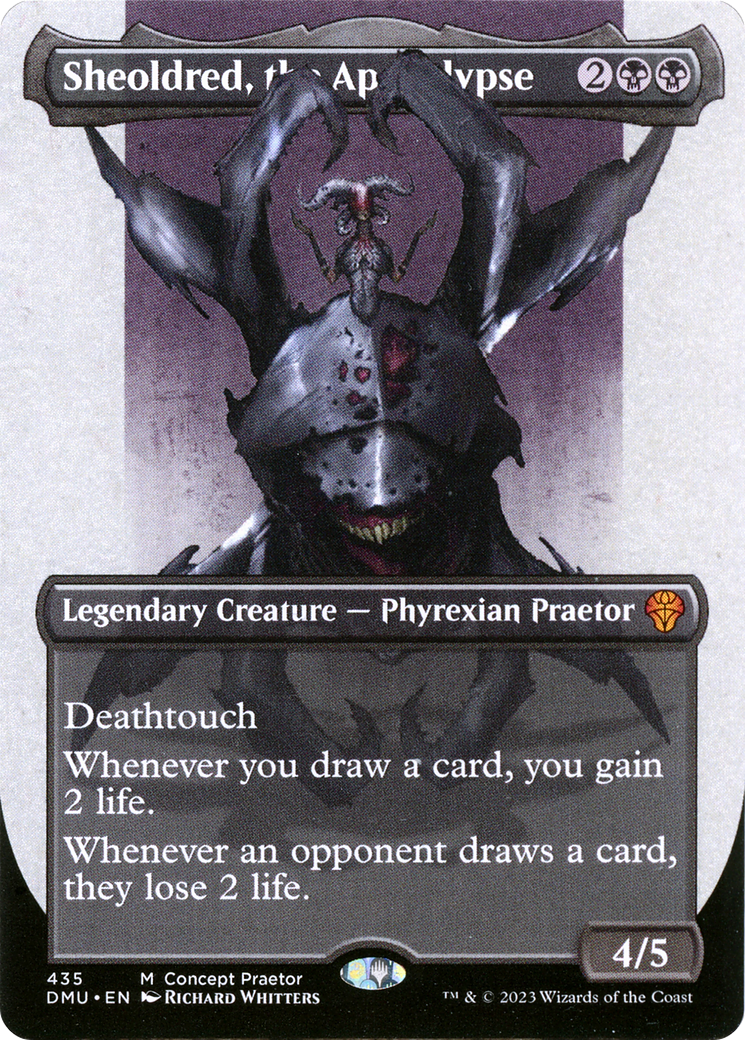 Sheoldred, the Apocalypse (ONE-435) [Dominaria United] (Borderless)