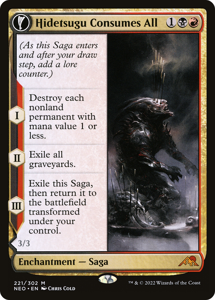 Hidetsugu Consumes All // Vessel of the All-Consuming (NEO-221) [Kamigawa: Neon Dynasty]: (fandfc, enchantment) Foil