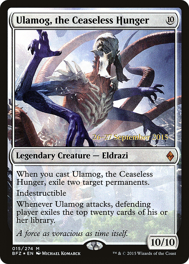 Ulamog, the Ceaseless Hunger (PRE-15S) [Battle for Zendikar Promos] Foil