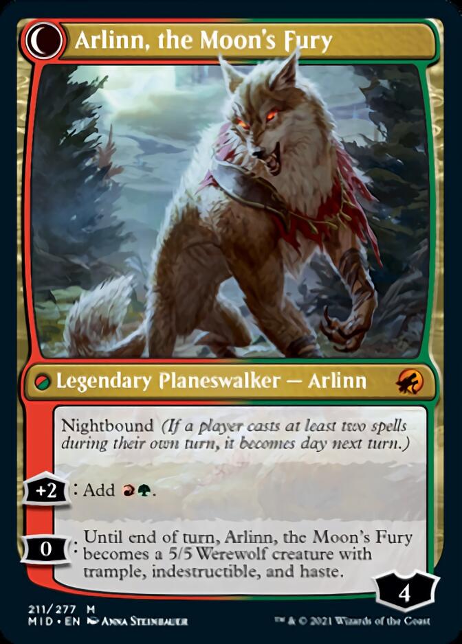 Arlinn, the Pack's Hope // Arlinn, the Moon's Fury (MID-211) [Innistrad: Midnight Hunt]: (Double Faced Transform) Foil