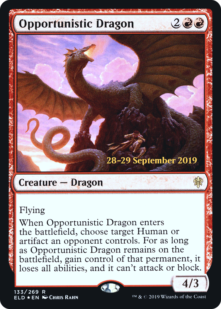 Opportunistic Dragon (PRE-133S) [Throne of Eldraine Promos] Foil