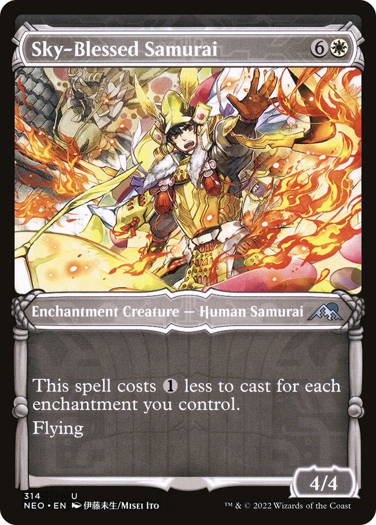 Sky-Blessed Samurai (Showcase) (NEO-314) [Kamigawa: Neon Dynasty] Foil