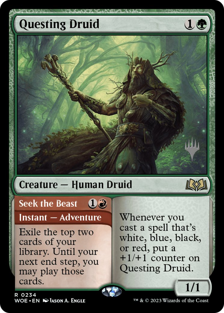 Questing Druid // Seek the Beast (PPWOE-234P) [Wilds of Eldraine Promos]