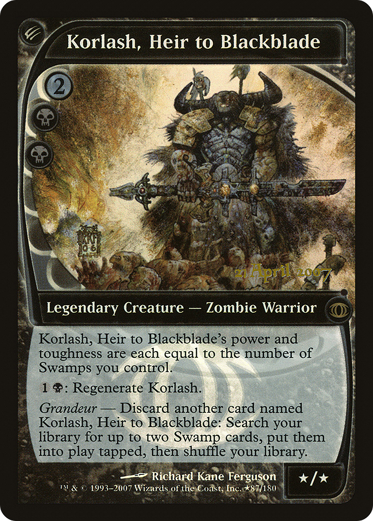 Korlash, Heir to Blackblade (PRE-87★) [Future Sight Promos] Foil