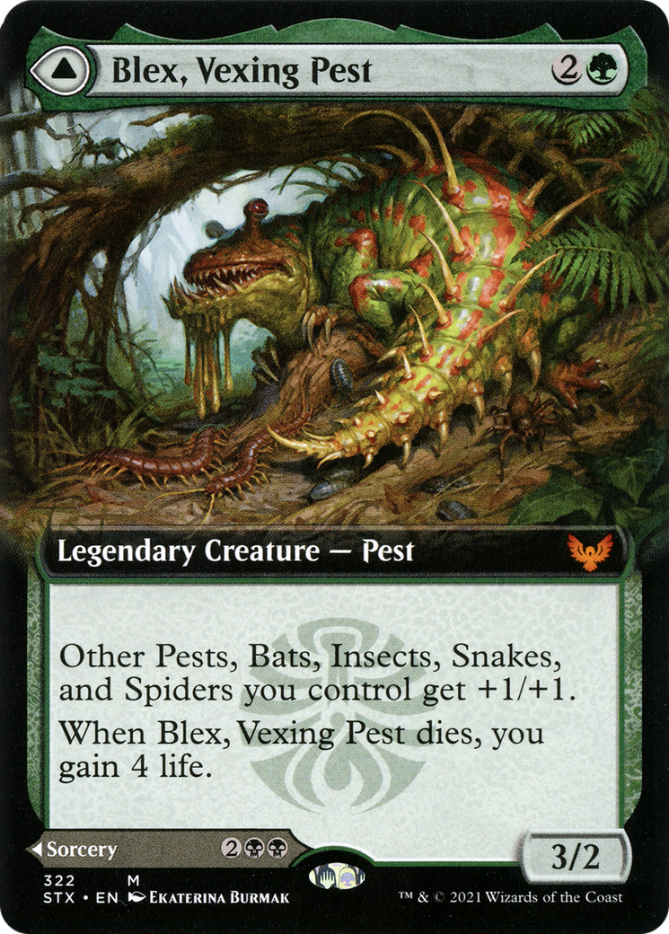 Blex, Vexing Pest // Search for Blex (STX-322) [Strixhaven: School of Mages]: (Extended Art) Foil