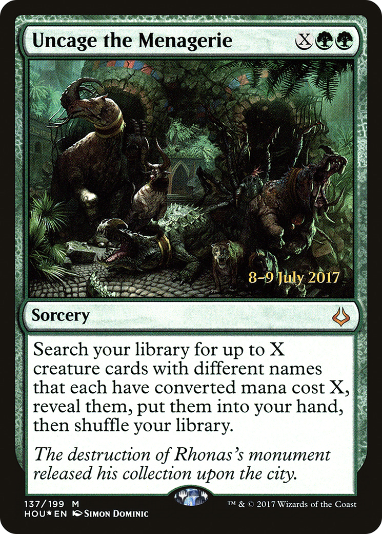 Uncage the Menagerie (PRE-137S) [Hour of Devastation Promos] Foil