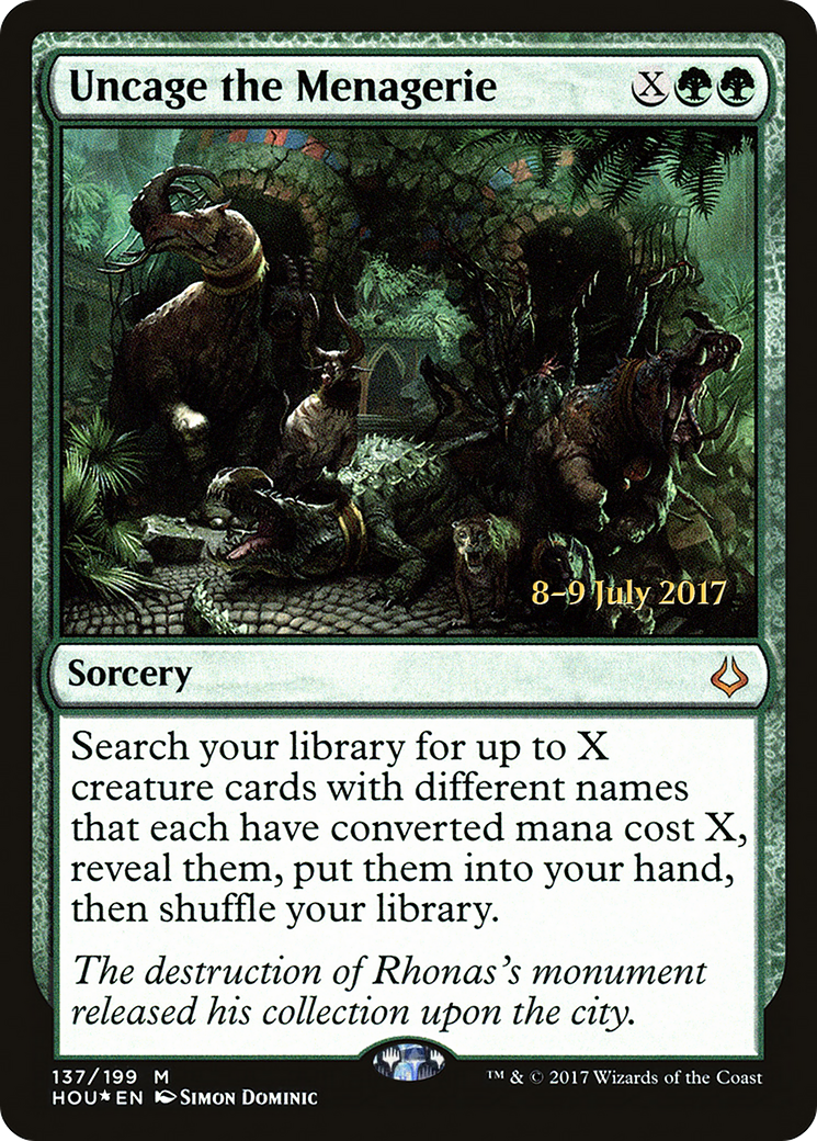 Uncage the Menagerie (PRE-137S) [Hour of Devastation Promos] Foil