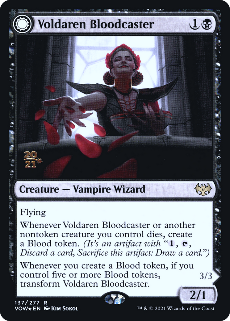 Voldaren Bloodcaster // Bloodbat Summoner (PRE-137S) [Innistrad: Crimson Vow Promos]: (Double Faced Transform) Foil