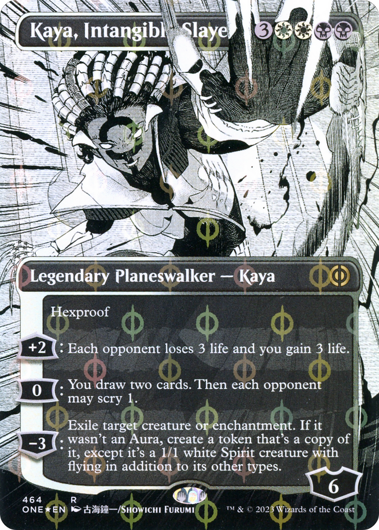 Kaya, Intangible Slayer (ONE-464) [Phyrexia: All Will Be One]: (Showcase) (Borderless) Foil
