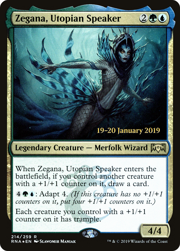 Zegana, Utopian Speaker (PRE-214S) [Ravnica Allegiance Promos] Foil