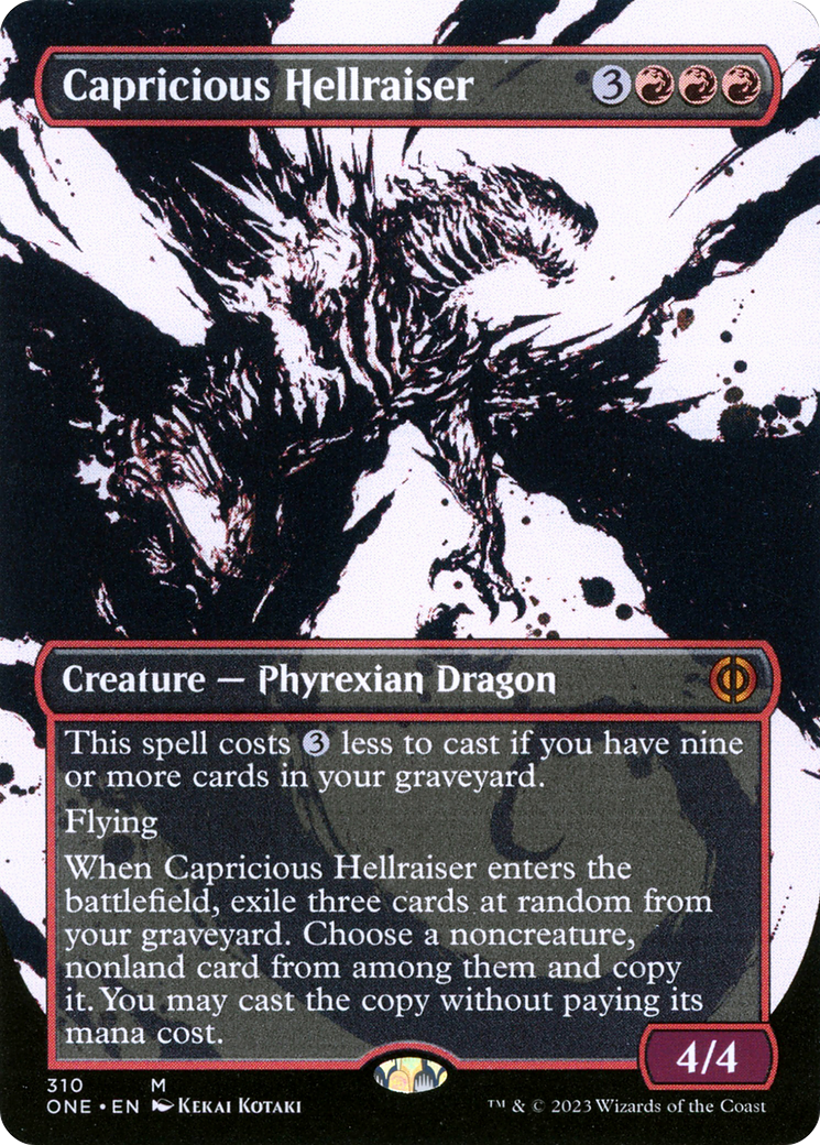 Capricious Hellraiser (ONE-310) [Phyrexia: All Will Be One]: (Showcase) (Borderless) Foil
